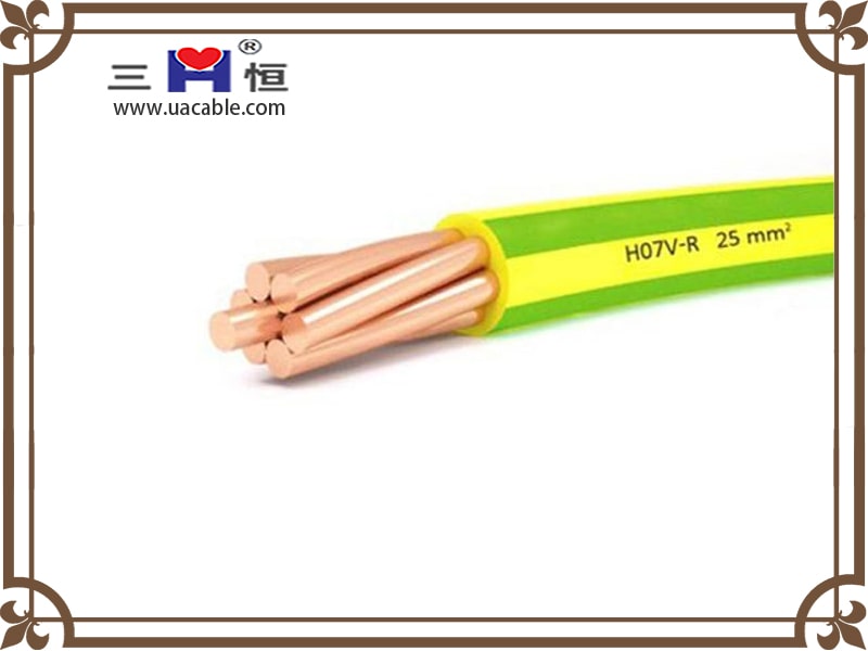 Yellow green single core PVC insulated cable
