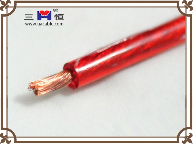 Red transparent audio cable